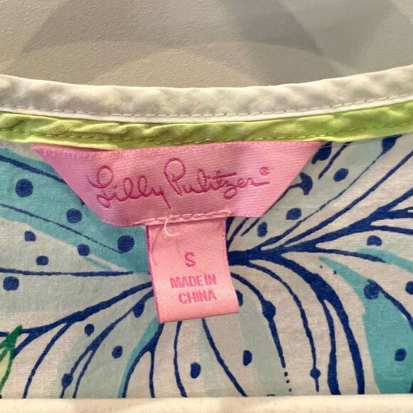 Lilly Pulitzer Women’s Small Pick of the Bunch Caftan Blue Midi Dress Cotton - Picture 7 of 10